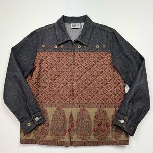 Women’s Vintage Chico’s Design Full Zip Denim/Wool Over Lay Basic Jacket Size 1